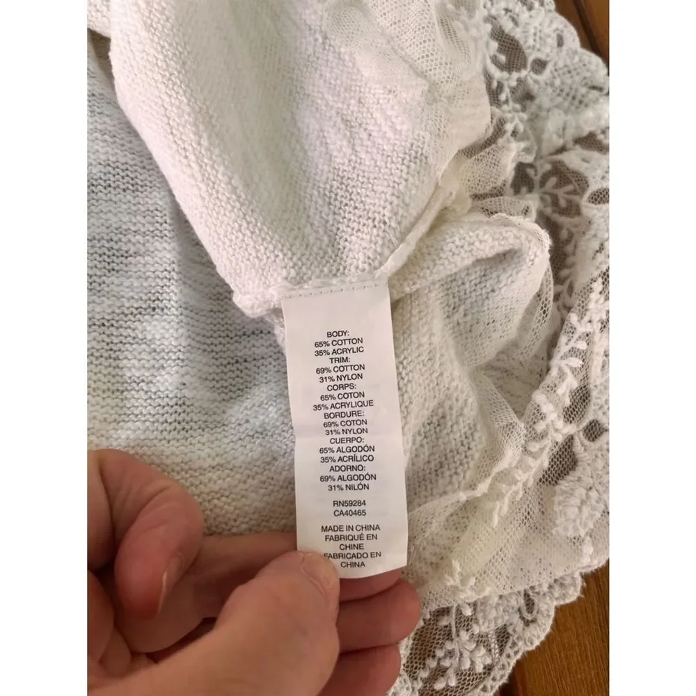 The Children’s Place White Knit Spring Sweater Lace Hem Girls L (10/12)